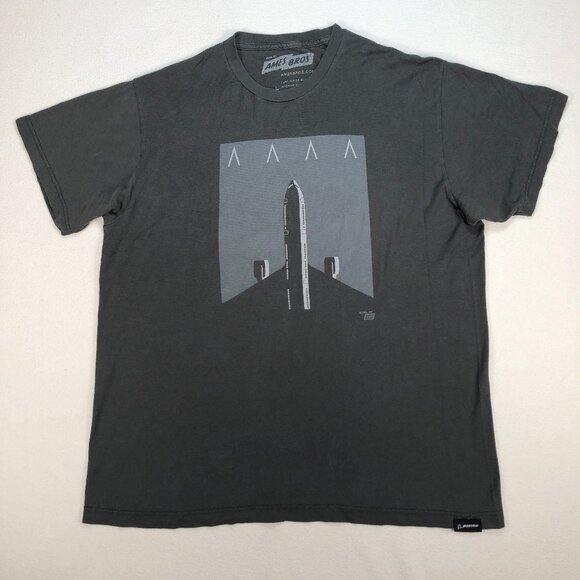 Ames Bros Other - Ames Bros T‎ Shirt Men's L Gray Airplane Graphic Print 100% Cotton Monotone